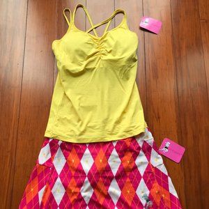 Light and comfortable running skirt/tank top set